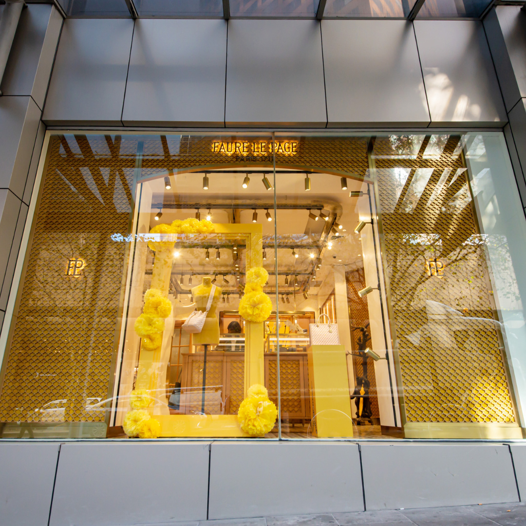 Styleprint visual merchandising activation for Faure Le Page Melbourne boutique.
