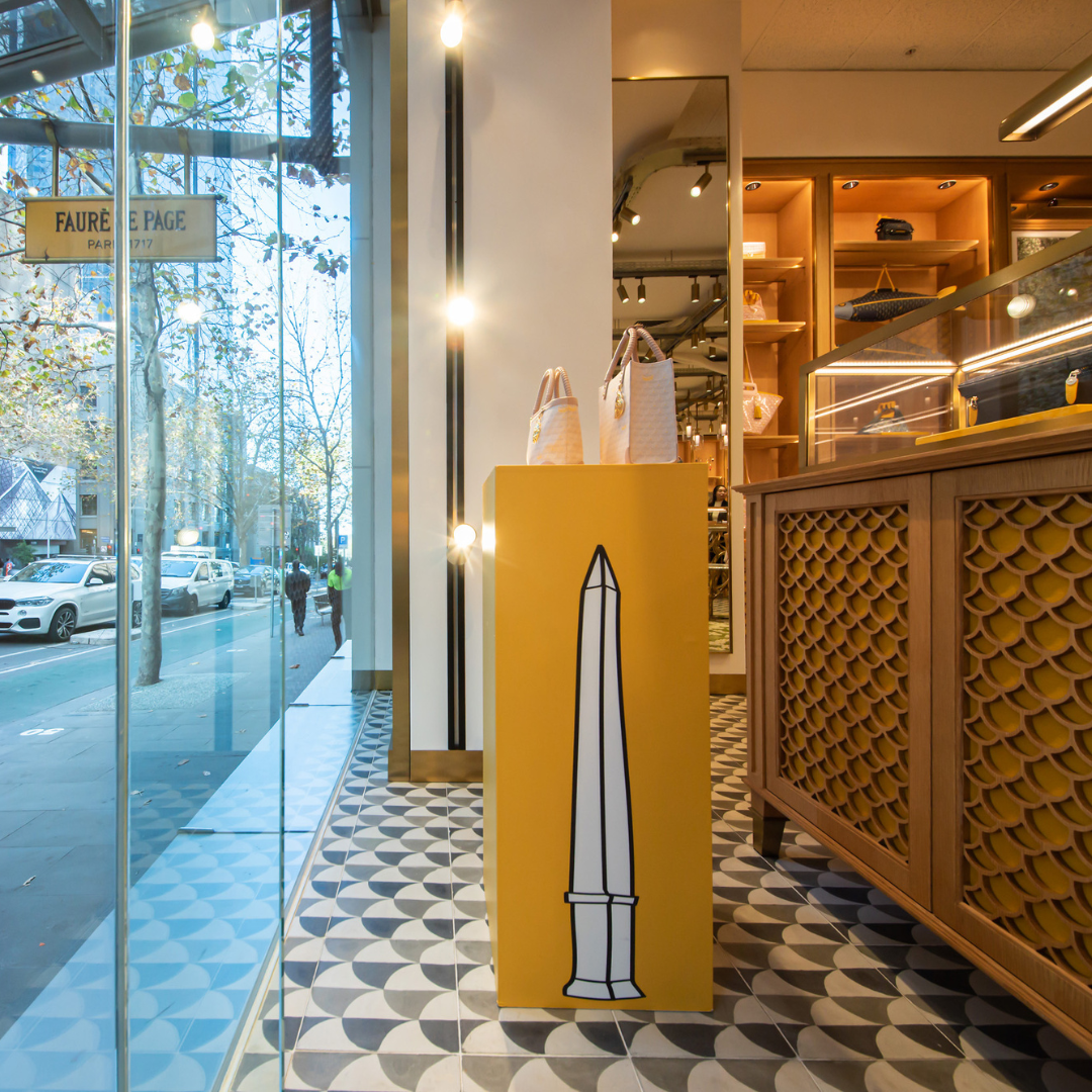 Styleprint visual merchandising activation for Faure Le Page Melbourne boutique